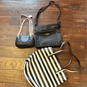 CLEARENCE- Black and White Striped Tote Bag,Roots,call it spring bags